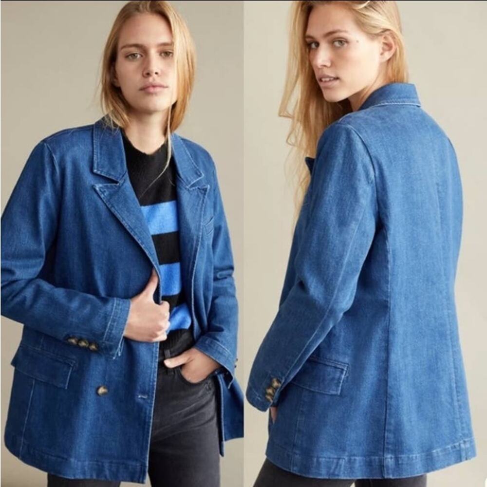 Anthropologie Pilcro & the Letterpress Double-Breasted Denim Jacket